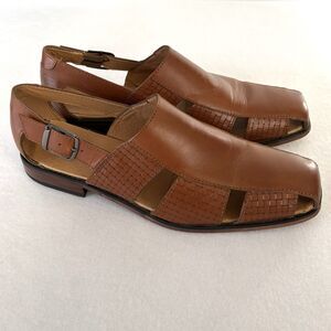LA MILANO Italian Design Leather Shoes Tan Closed Toe Sandals